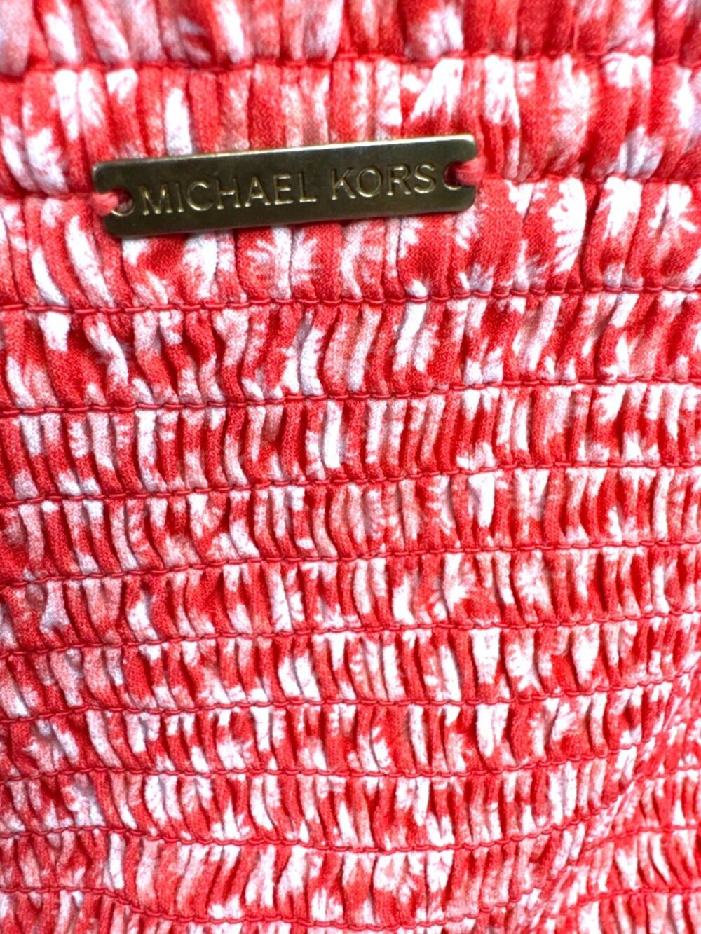 Michael Kors Strapless Smocked Coral & White Jumpsuit Summer Beachwear XL - Picture 6 of 9